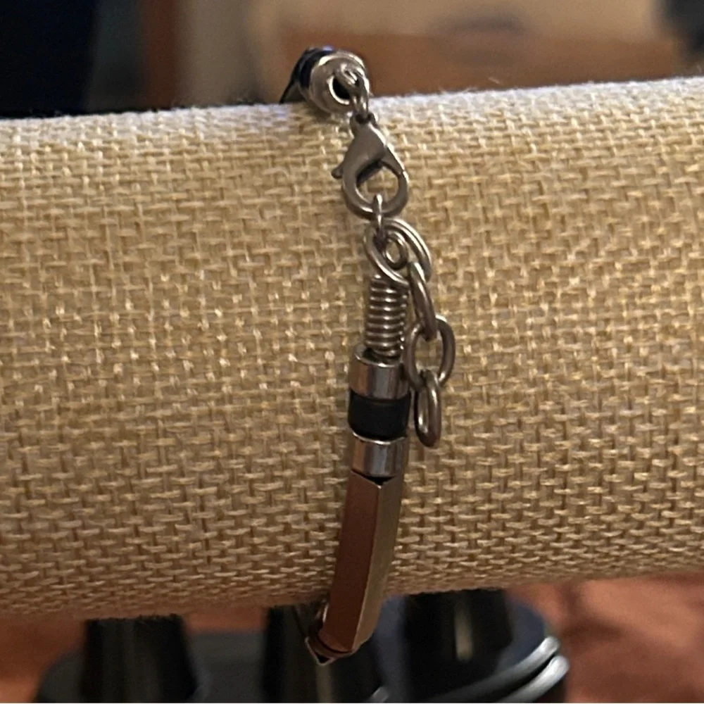 Men’s Y2K‎ Style Silver and Black Bracelet